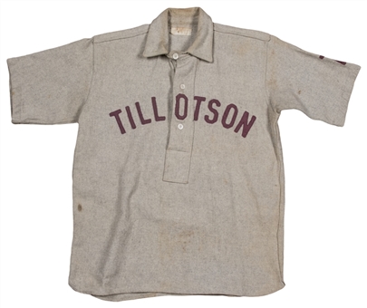 Circa 1910s "Tillotson" Collared- Style Heavy Wool Baseball Jersey